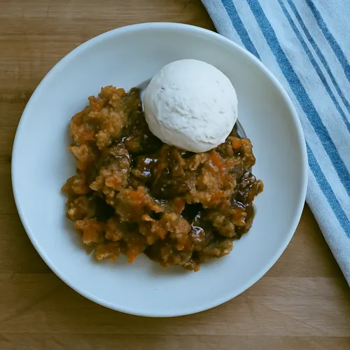 Carrot Cake Cobbler with Caramel Pecan Filling